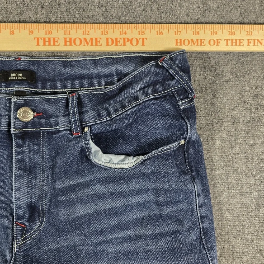 True Religion Rocco Relaxed Skinny Jeans Men's 38x30 Blue Stretch Denim